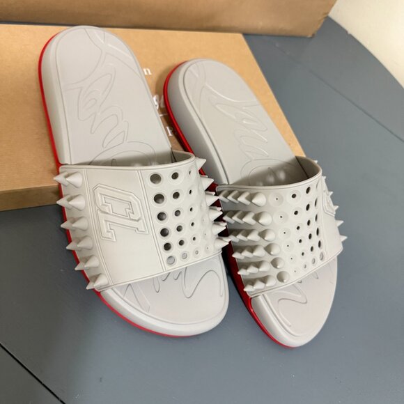 Christian Louboutin Gray Spiked Sandals main image 8